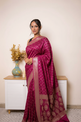 Pink Gharchola georgette saree with Banarasi border (VS-TRP034)