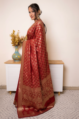 Maroon Red Gharchola Georgette Saree With Banarasi Border (VS-TRP034) - 5