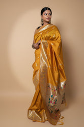 Mustard Yellow Paithani Silk Saree with Multicolor Zari Pallu (VS-ZFY355)