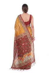 Bandhani kalamkari saree
