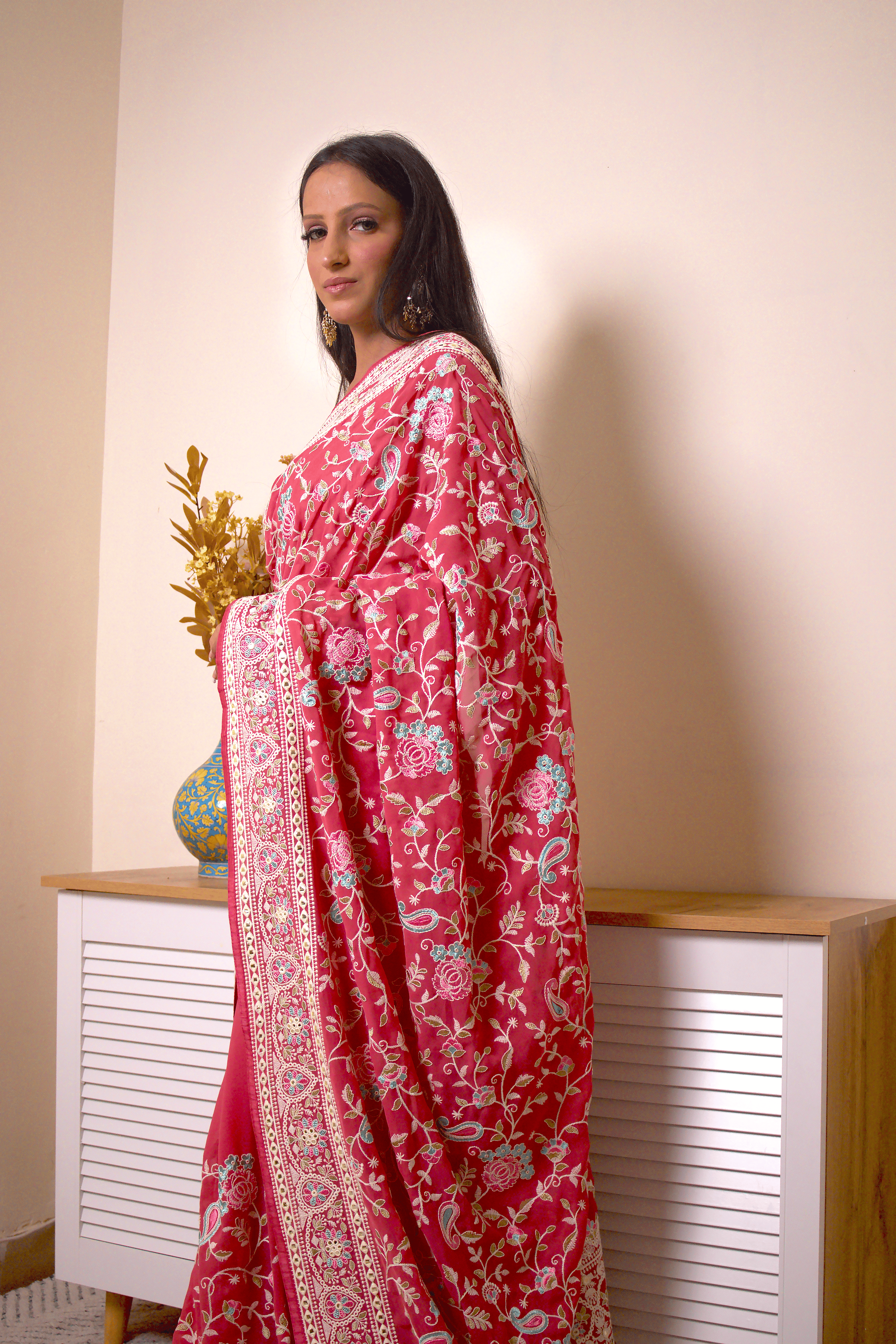 Elegant Lucknawi Chikankari Georgette Saree - IMG_0575