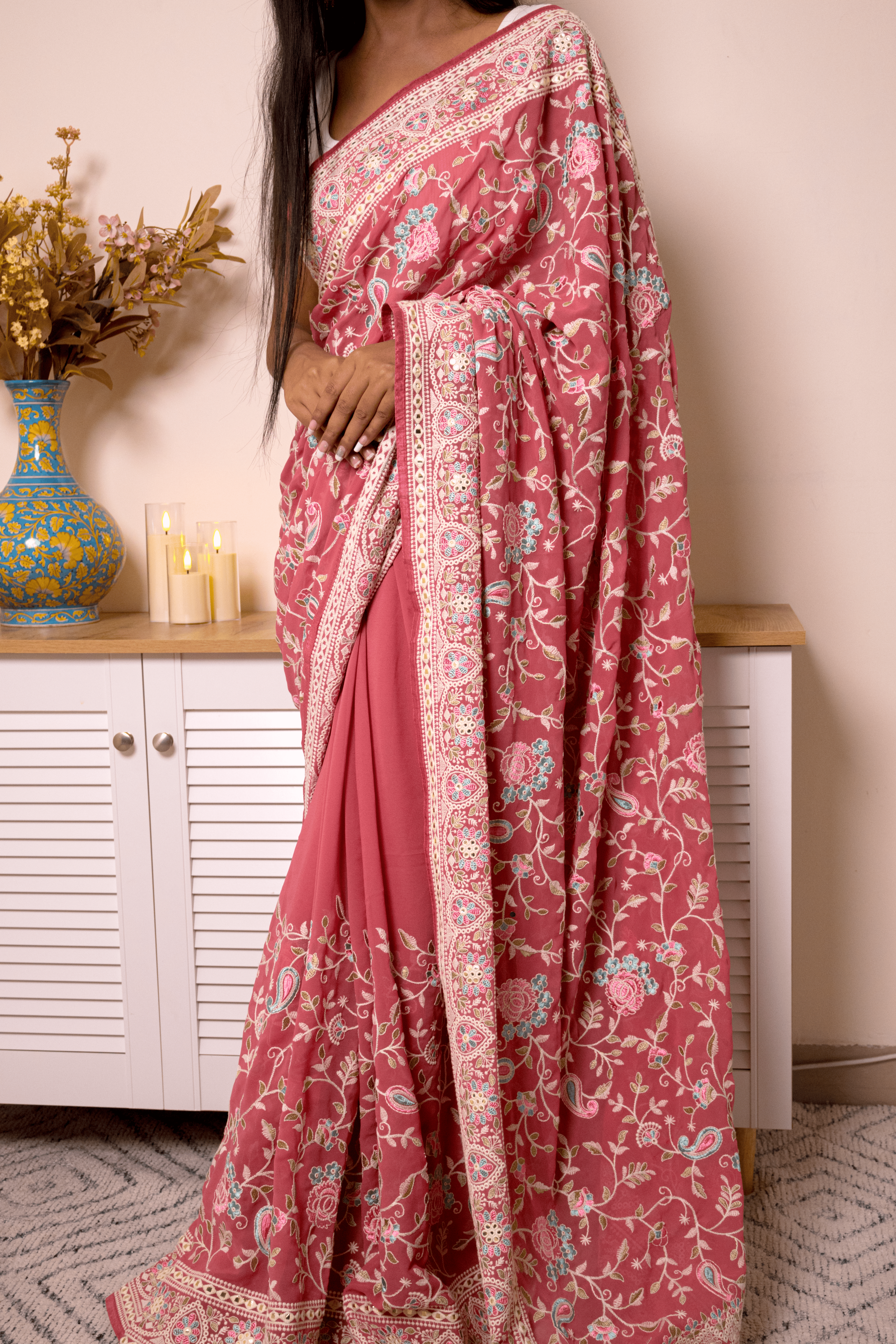 Elegant Lucknawi Chikankari Georgette Saree - IMG_0592 (2)