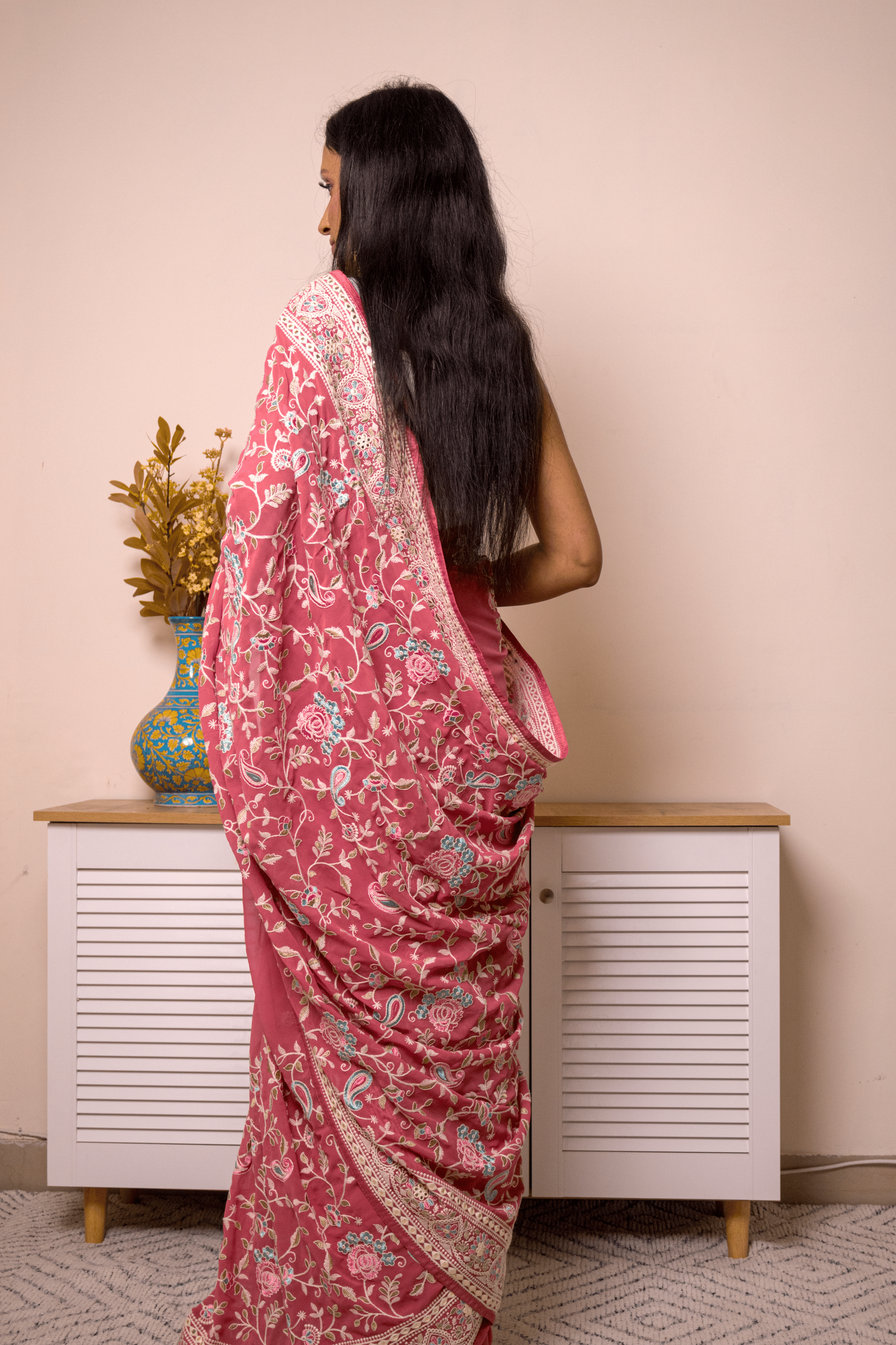 Elegant Lucknawi Chikankari Georgette Saree - IMG_0604