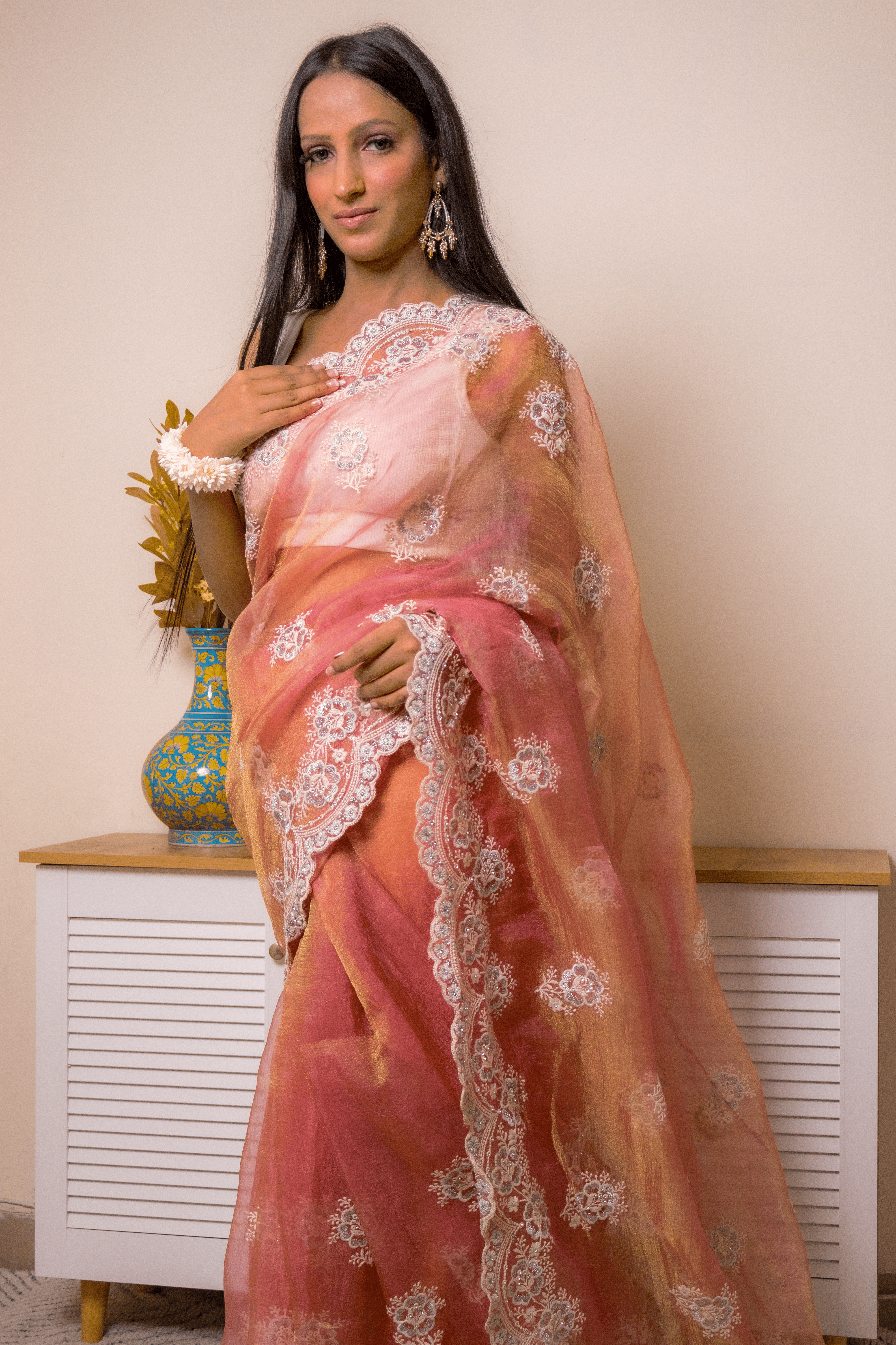 Lucknawi Chikankari Georgette Saree - IMG_0673