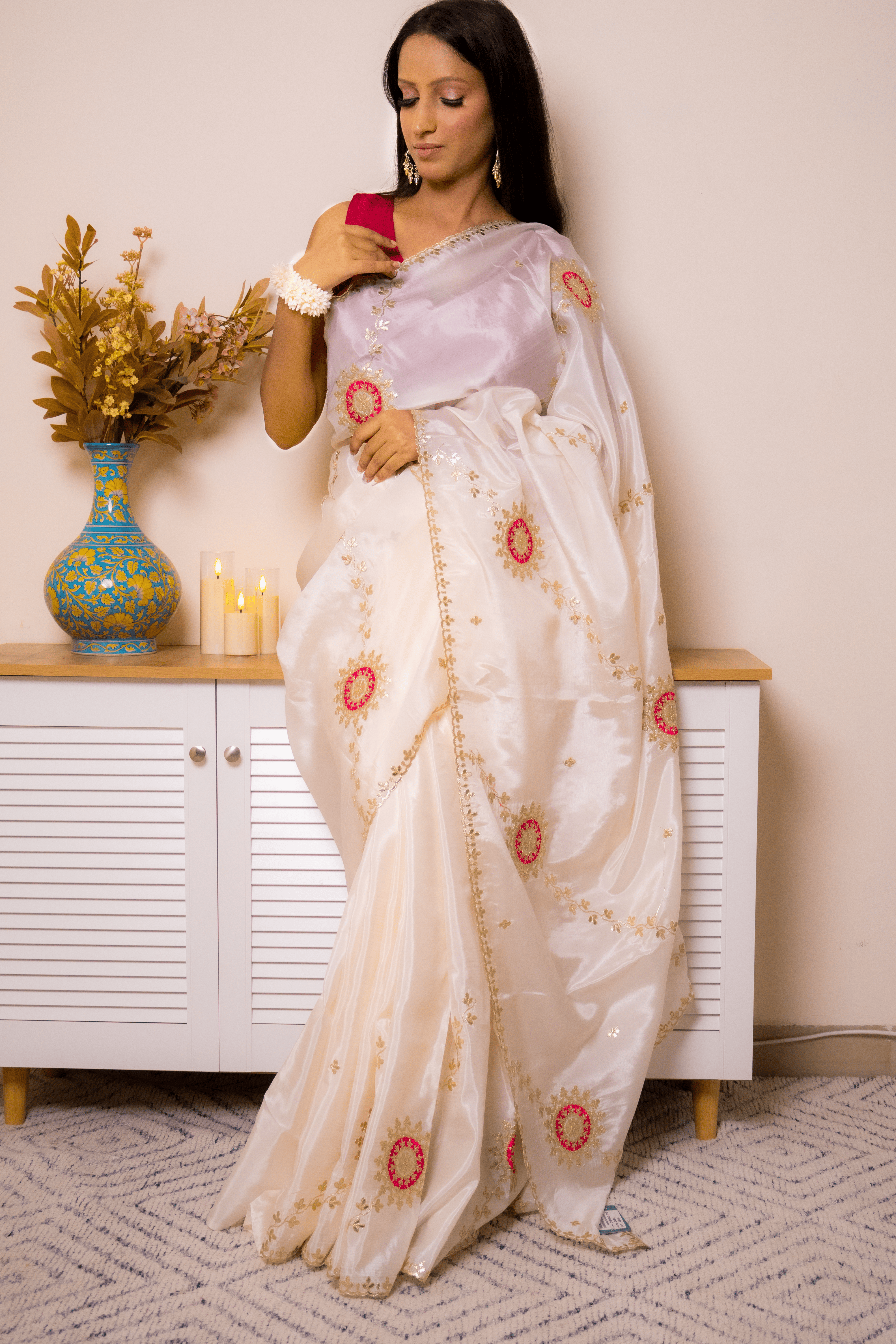 Elegant Lucknawi Chikankari Georgette Saree - IMG_0730