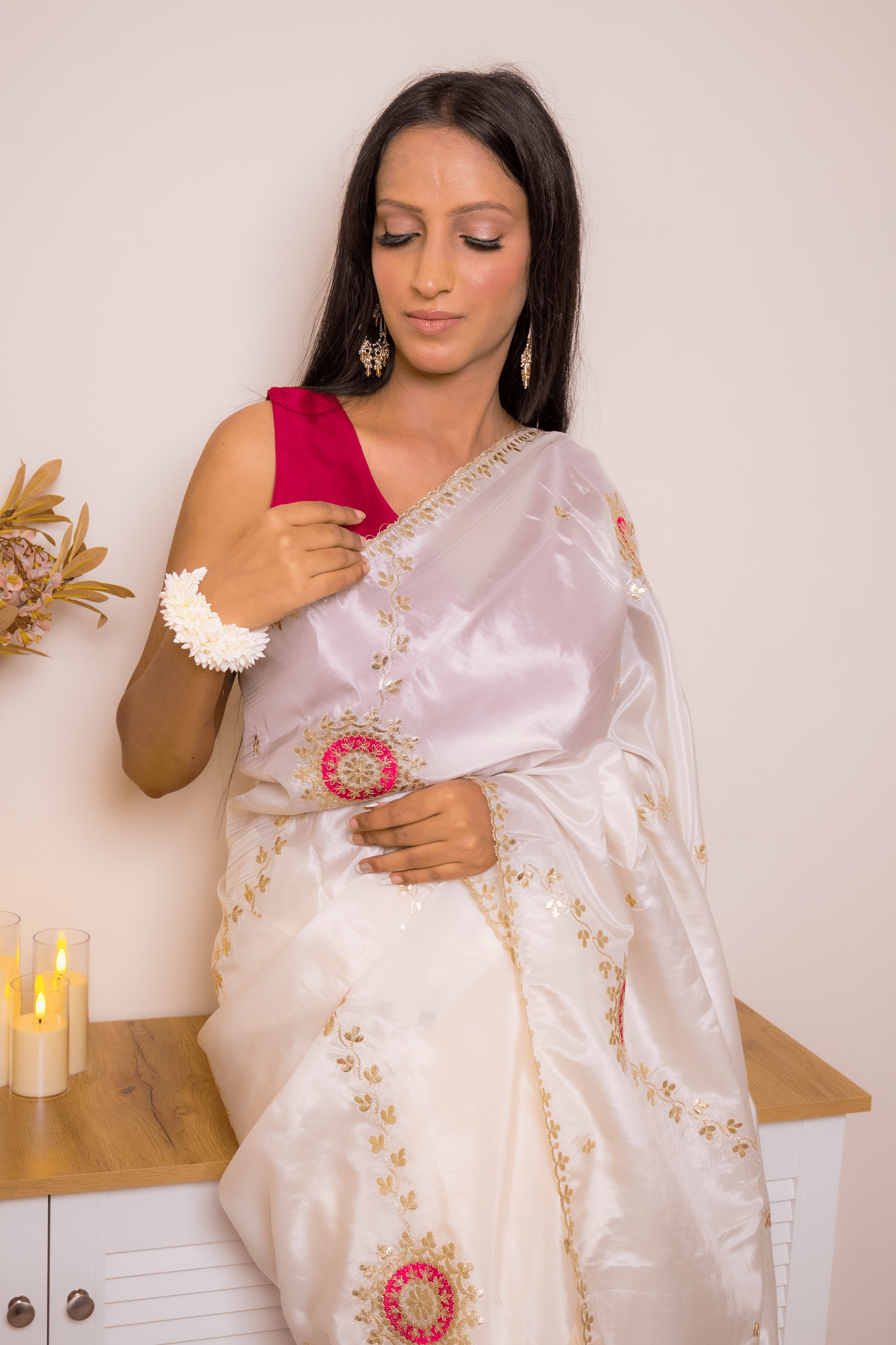 Elegant Lucknawi Chikankari Georgette Saree - IMG_0731
