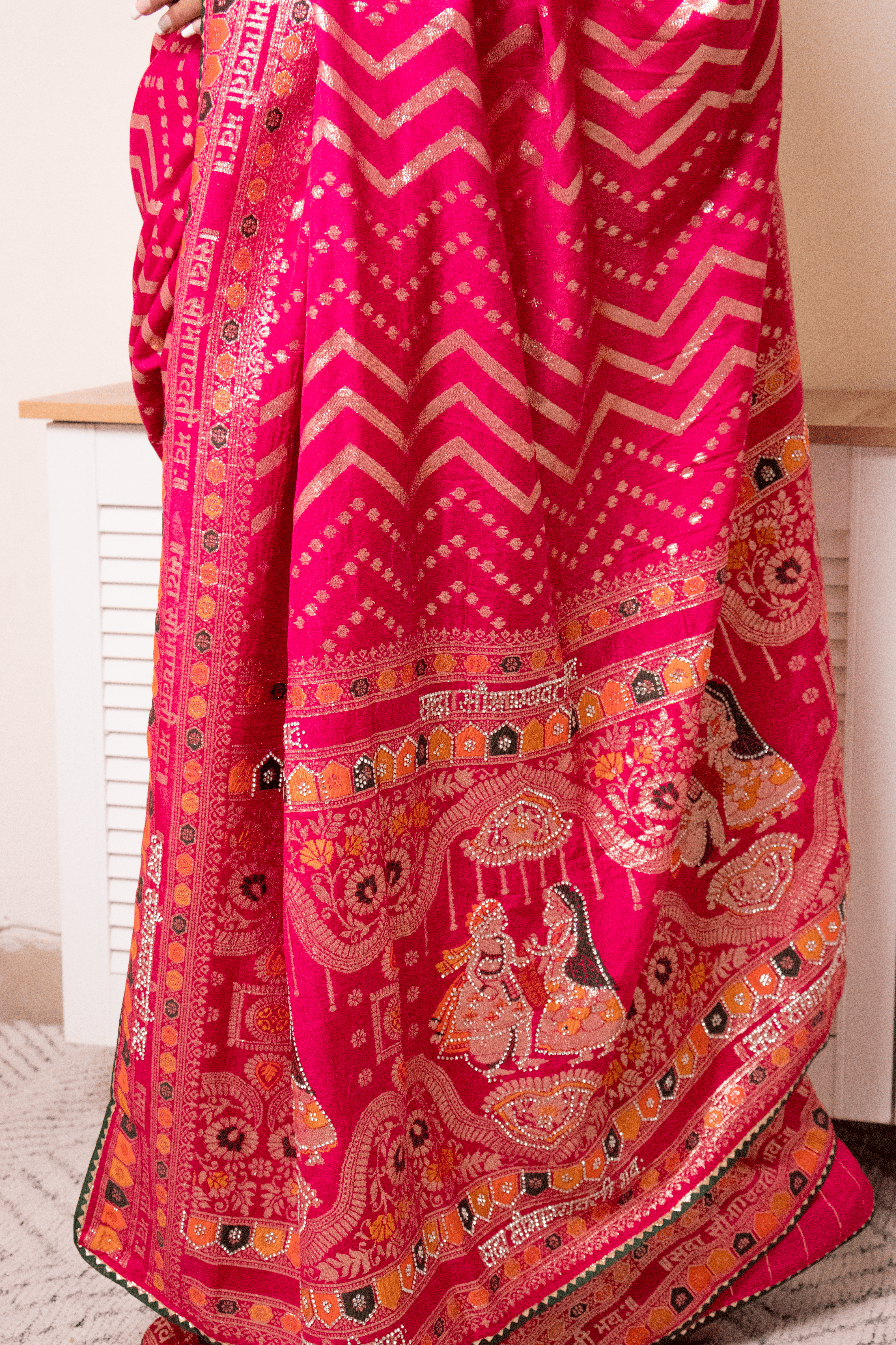 Vibrant Lucknawi Chikankari Georgette Saree - IMG_0857