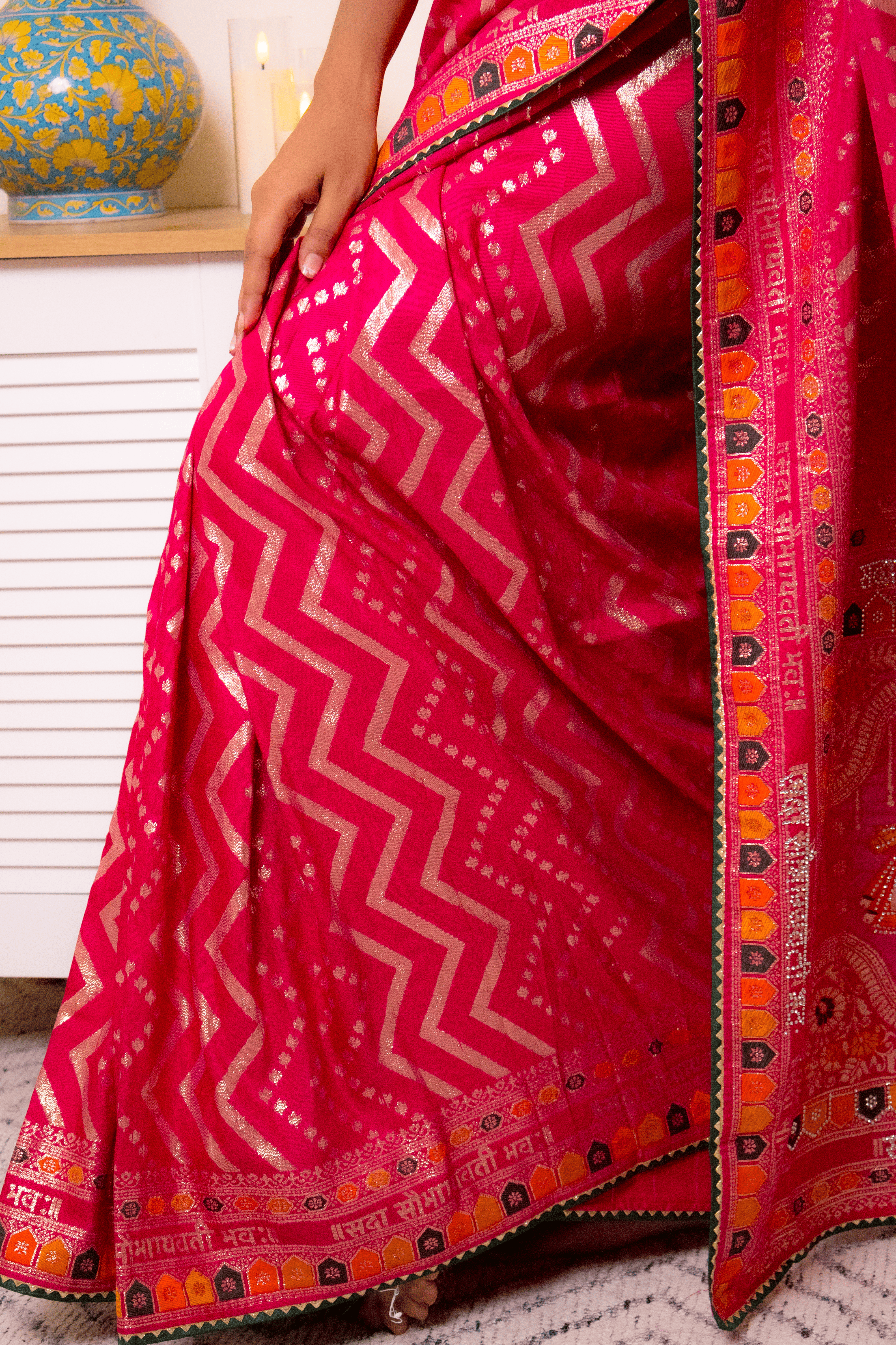 Vibrant Lucknawi Chikankari Georgette Saree - IMG_0858