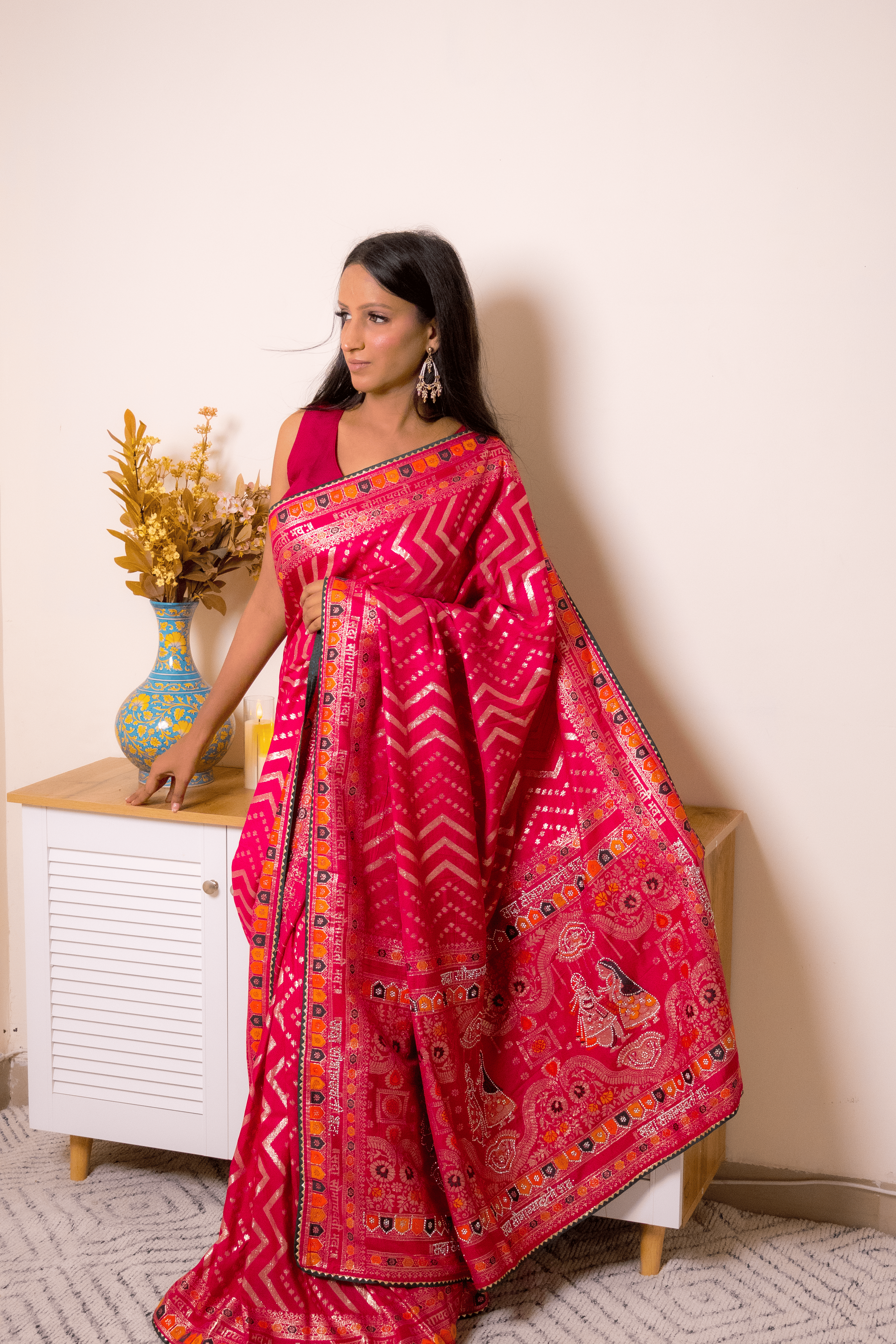 Vibrant Lucknawi Chikankari Georgette Saree - IMG_0861