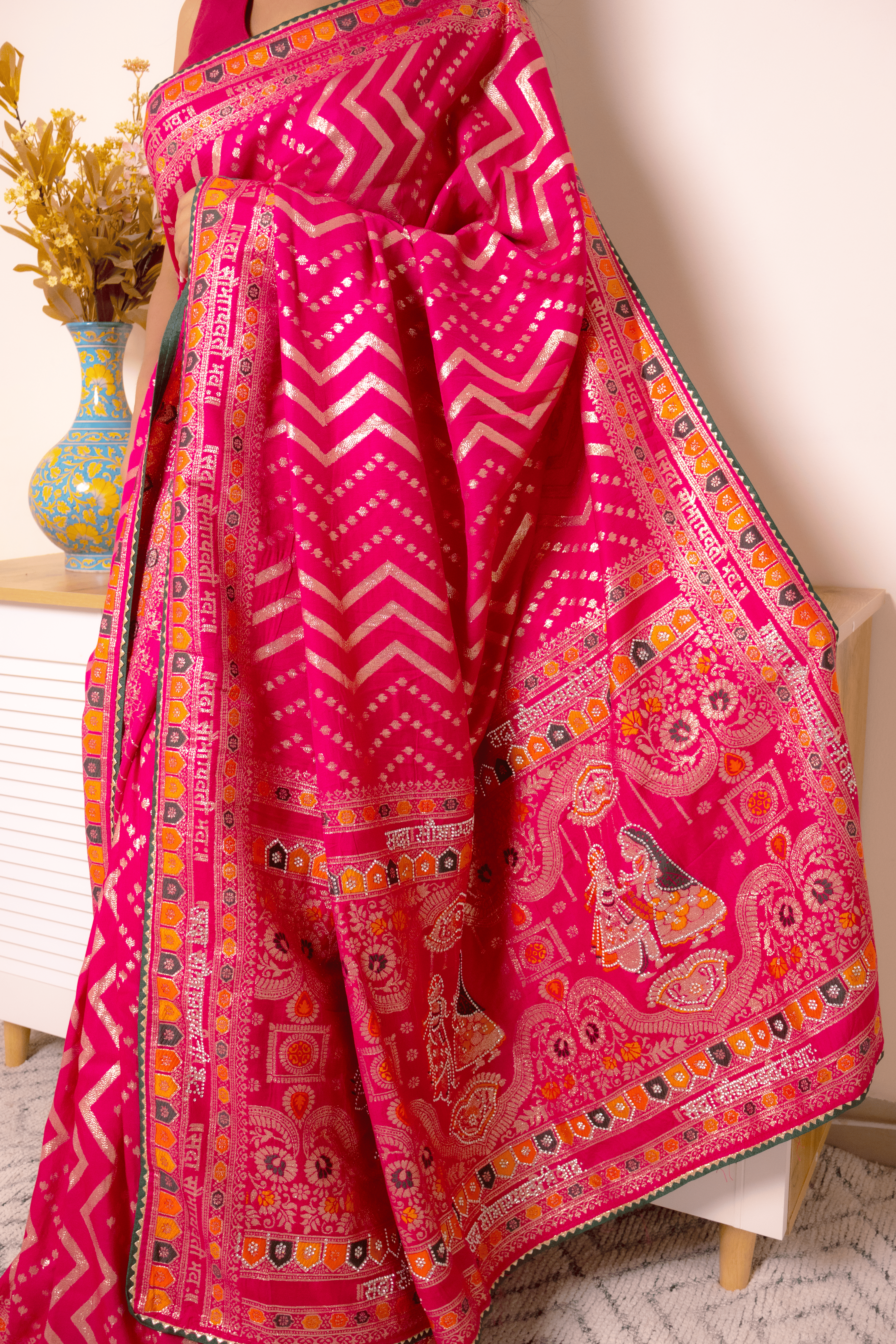 Vibrant Lucknawi Chikankari Georgette Saree - IMG_0865