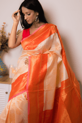 Elegant Orange Georgette Saree with Intricate Weave - IMG_0908