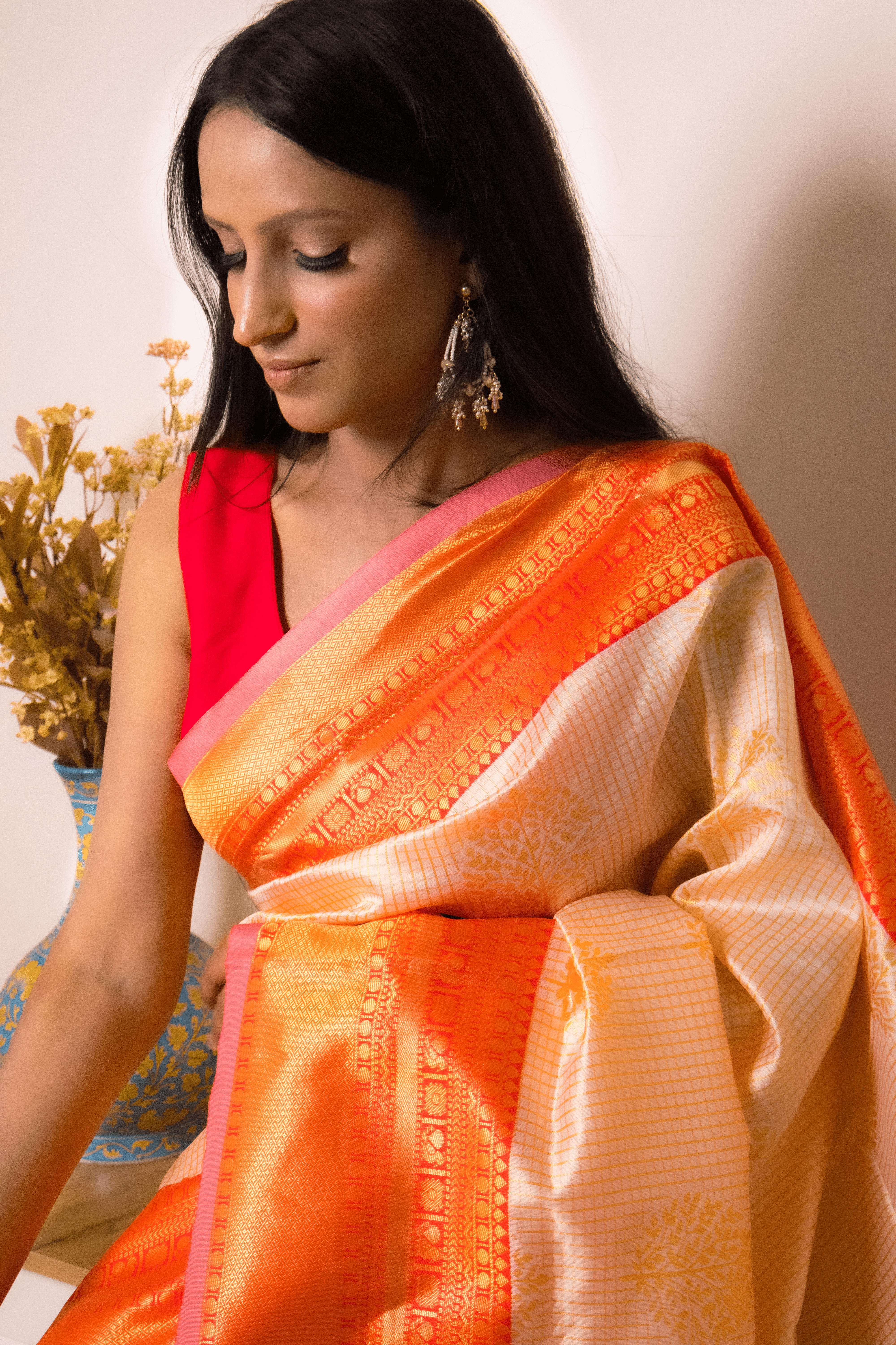 Elegant Orange Georgette Saree with Intricate Weave - IMG_0910