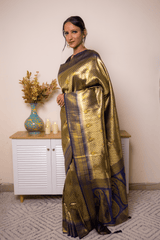 Navy & Gold Paithani Pure Silk Saree - IMG_1181