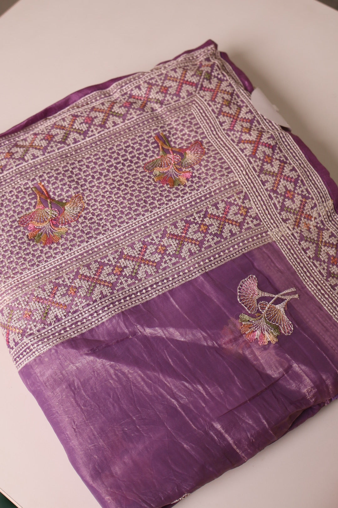 Chikankari with Zari Buta Border in Fuchsia