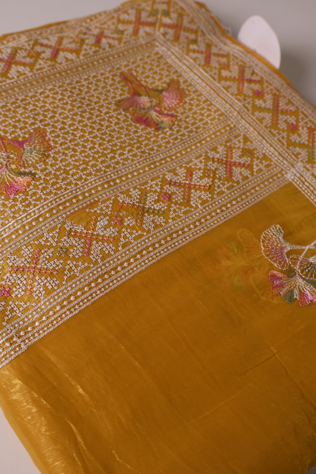 Chikankari with Zari Buta Border in Fuchsia