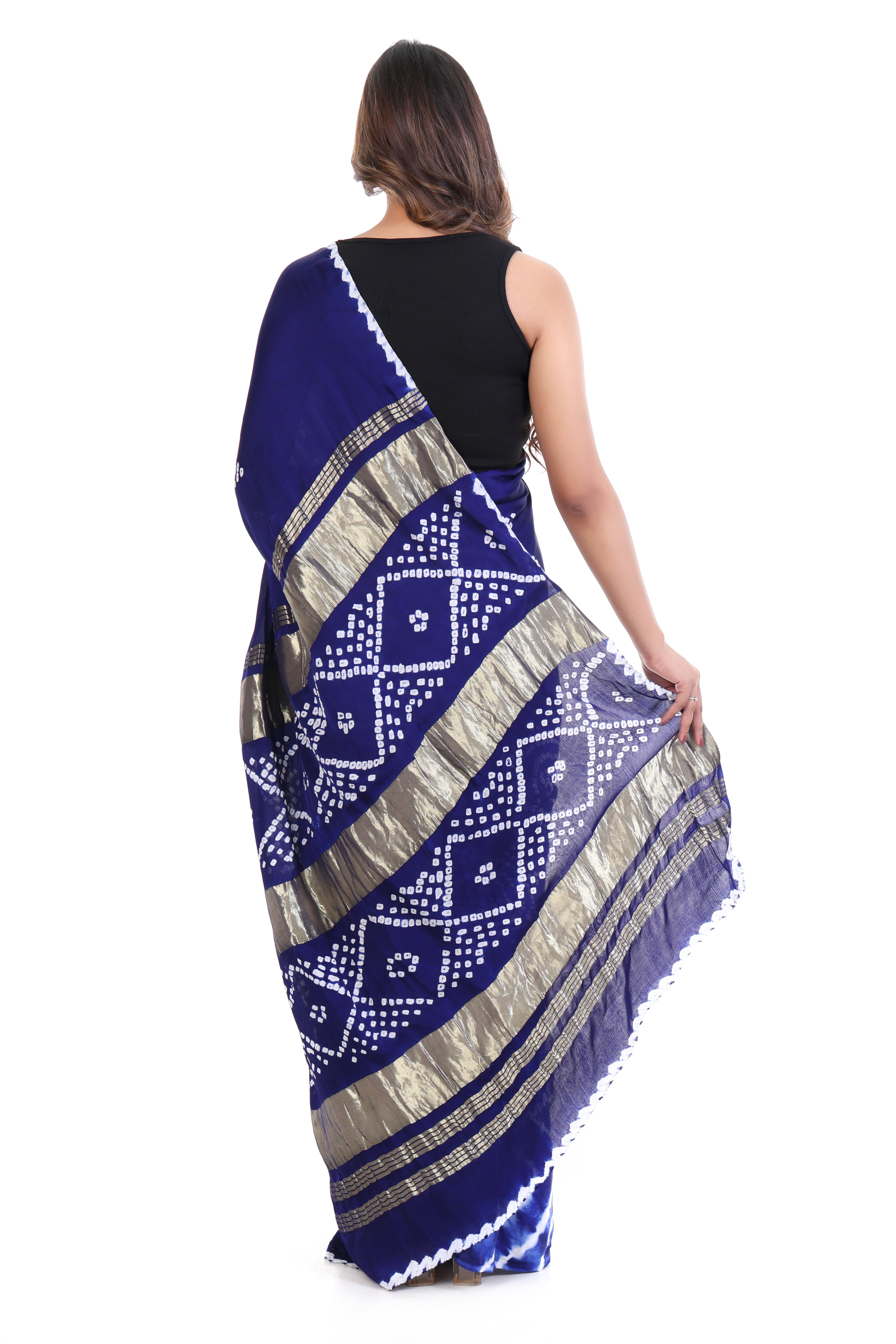 Midnight Indigo Leheriya x Bandhani Saree