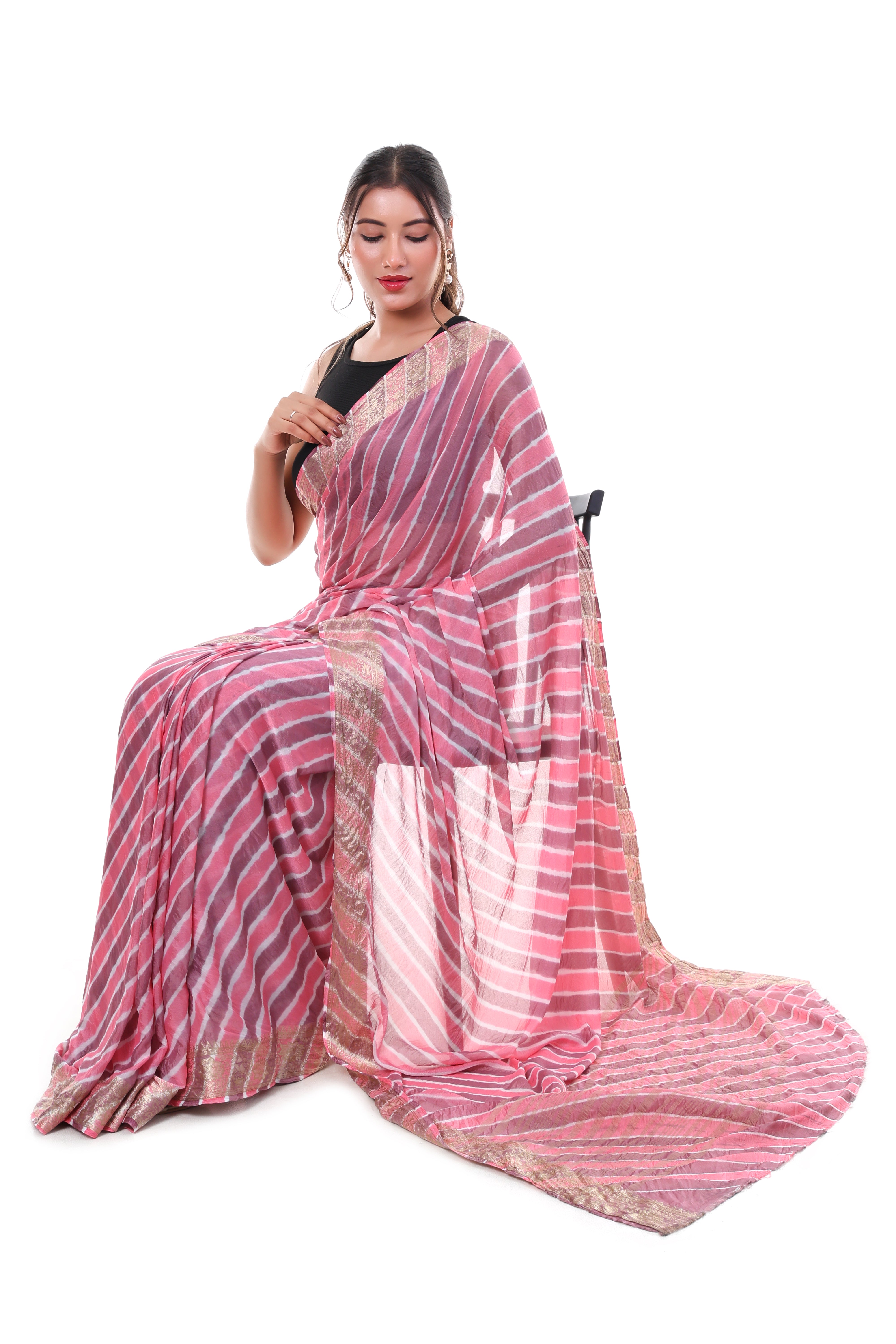 Pink Leheriya Chiffon