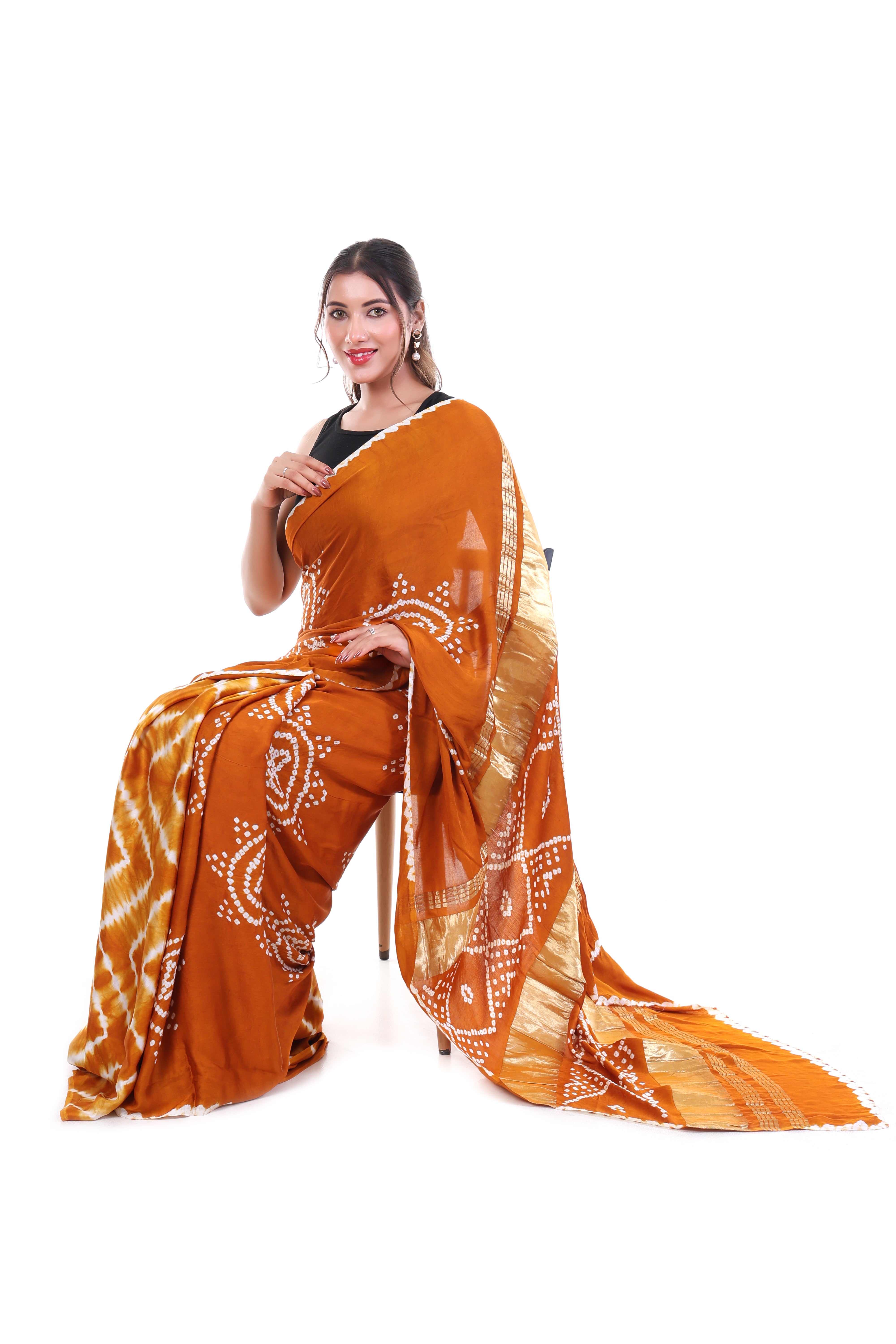 Sunshine Mustard Leheriya x Bandhani Saree