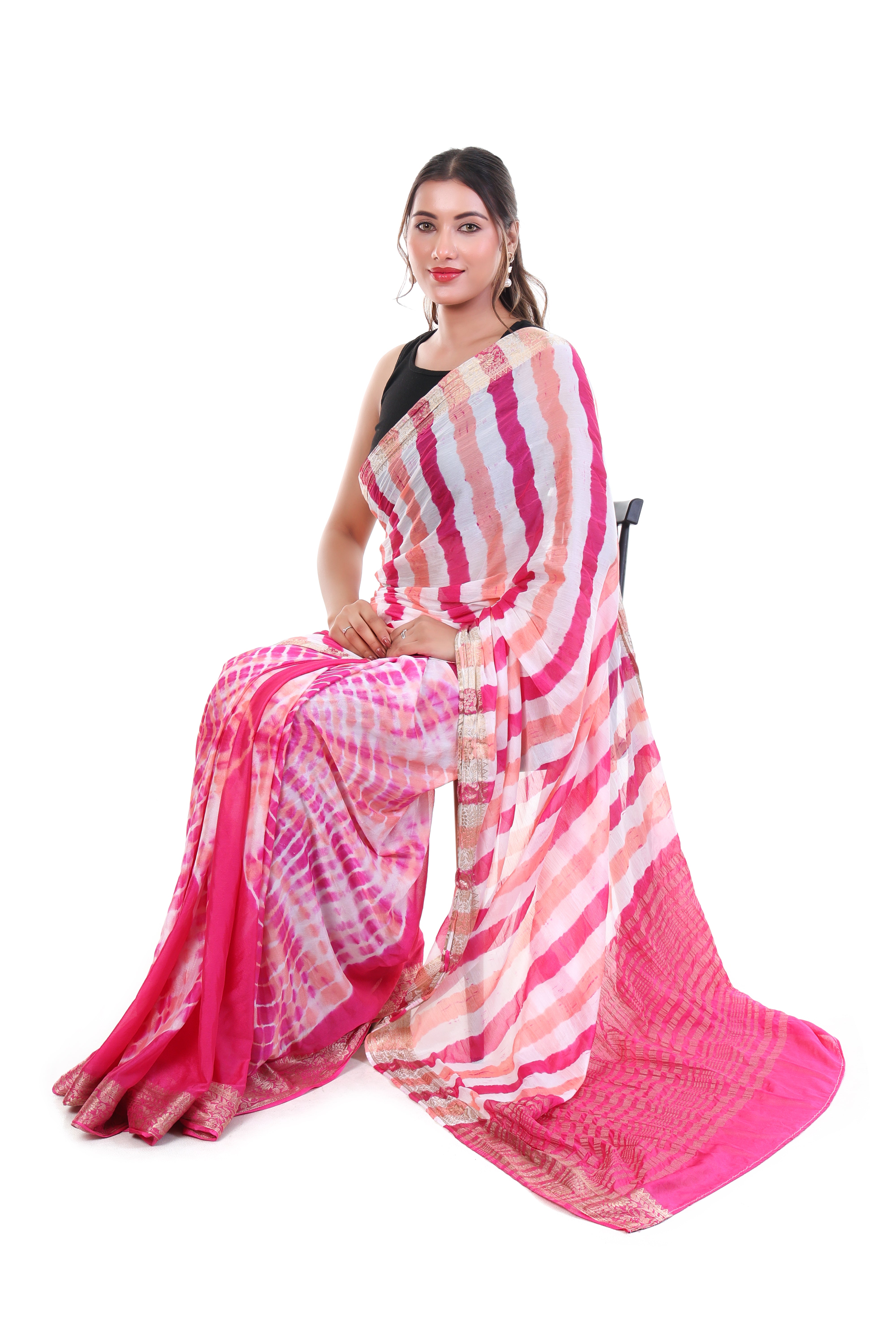 Shibori Leheriya Chiffon