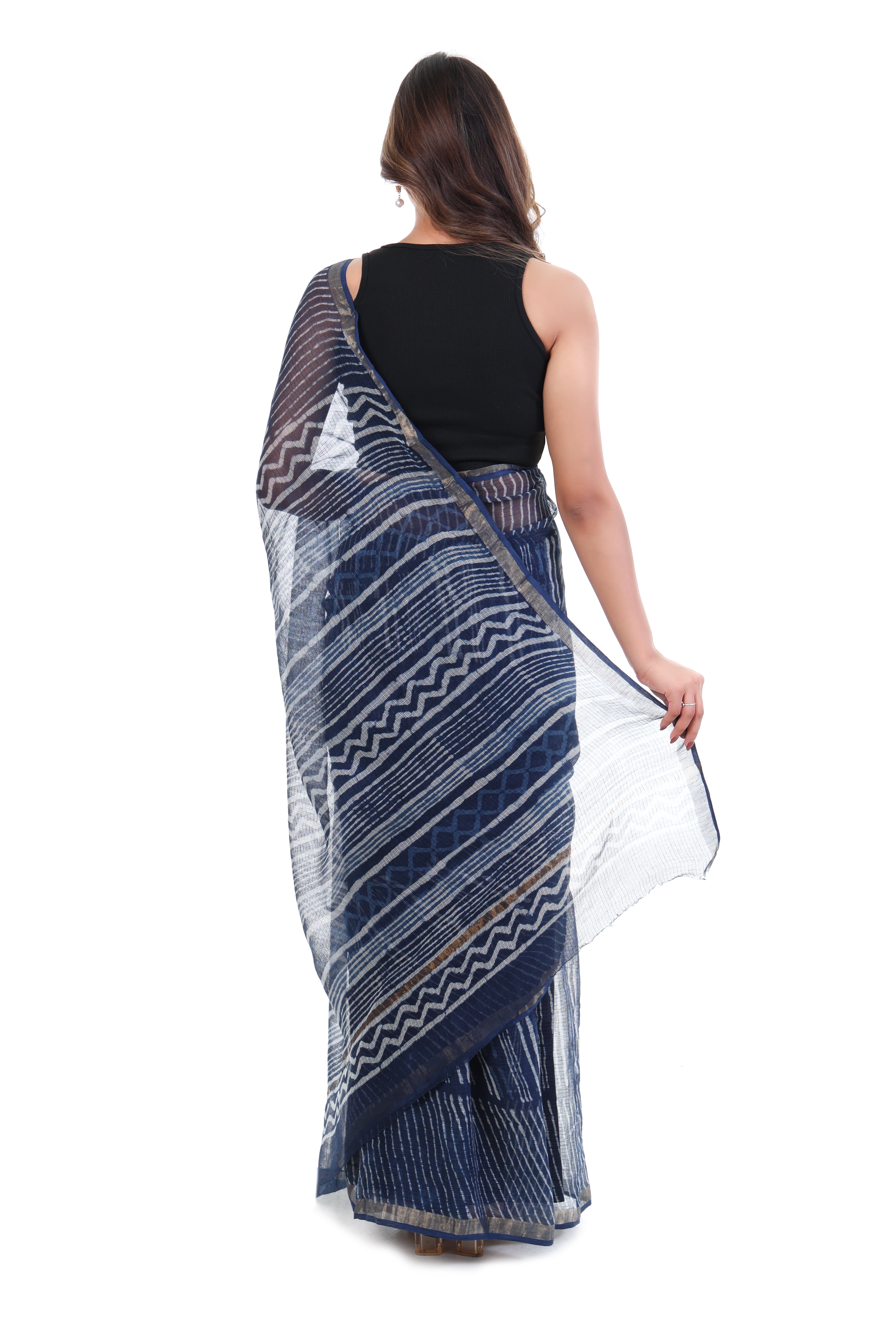 Indigo Dabbu Print Saree