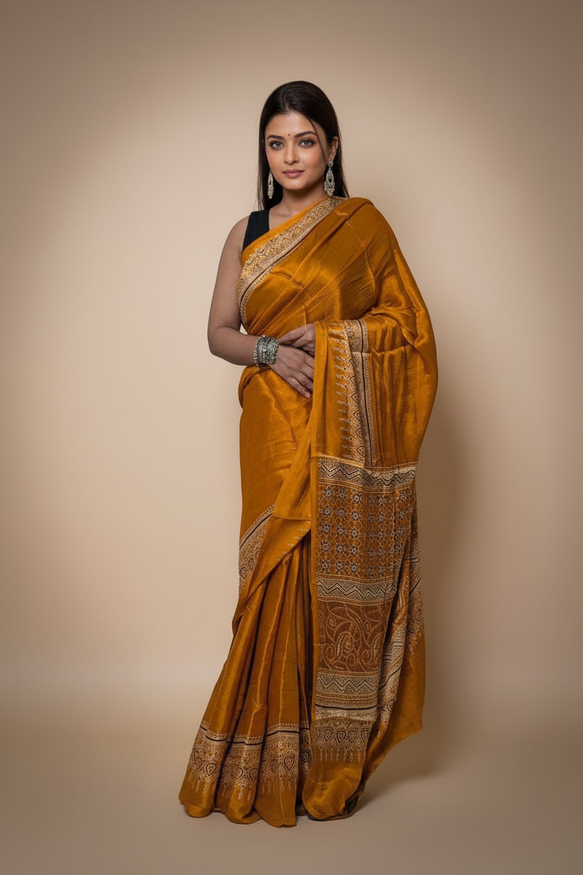 Mustard Ajrakh Silk Saree with Paisley Pallu - PXL_20251009_182447176.RAW-01.COVER_edited