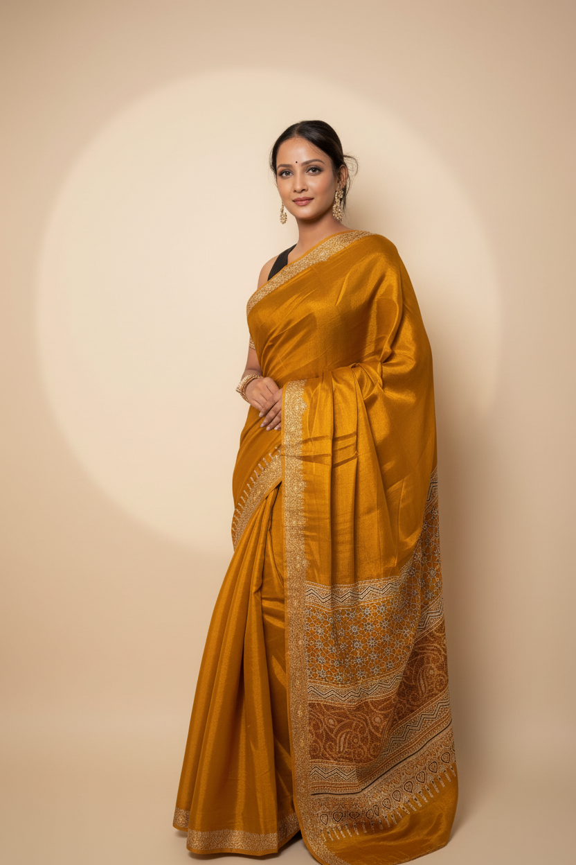 Mustard Ajrakh Silk Saree with Paisley Pallu - PXL_20251009_182651634.RAW-01.COVER_edited