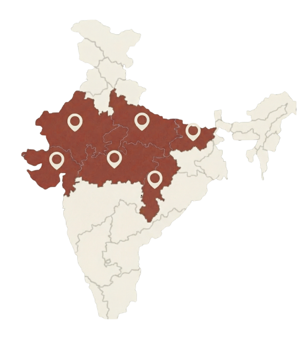 Map of India highlighting weaver locations