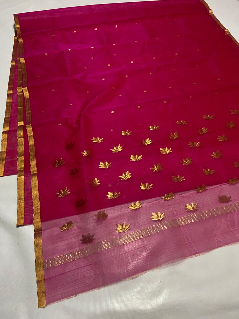 Magenta Pink Gold Butti Saree