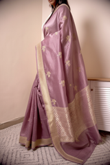 Fuchsia Chikankari with Zari Buta Border — plum-lilac - 2