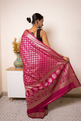 Pink Gharchola georgette saree with Banarasi border (VS-TRP034)